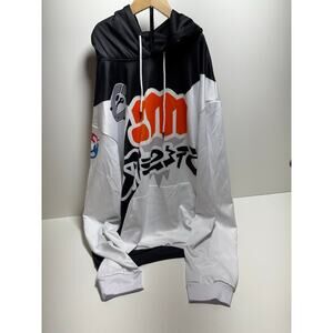 Fando Maniax XL Hoodie White Black Orange Streetwear Grunge Skater